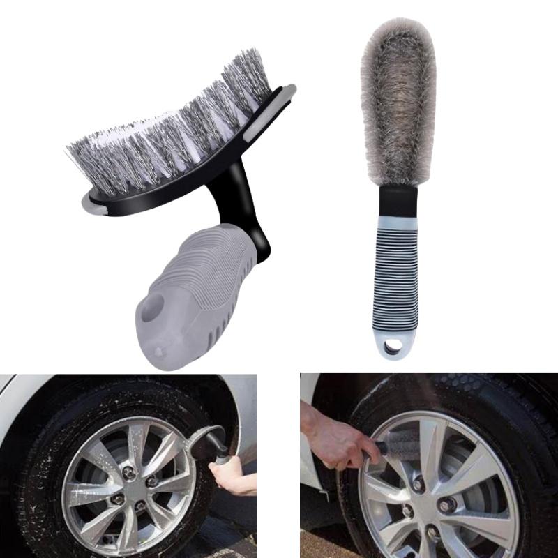 Motorcycle Wheel Detailing Brushes 2Pcs Stain Removal Car Tire Cleaning Tools for Auto SUV Truck Care