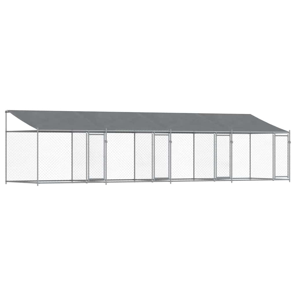 Vidaxl Klatka Dla Psa, Z Dachem I Drzwiami, Szara, 8X2X2 M, Stal