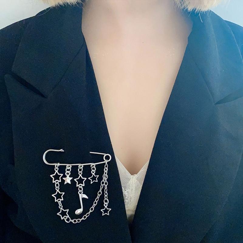 Koreanische Sternkette Brosche für Damen Herren Anzug Dekoration Quasten Kette Sicherheitsnadel Handtasche Schuhe Ornament Schmuck Accessoire