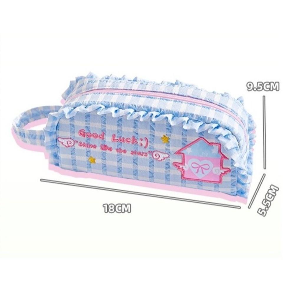 Dopamine Style Pencil Storage Bags Checkered Pencil Pouch New Stationery Bag  School Use