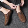 Men's Retro Leather Slip-On Driving Shoes with Zipper