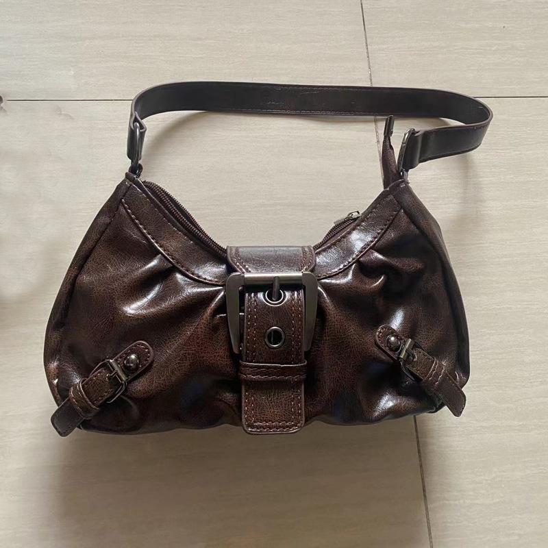 

Hot-selling Maillard style shoulder bag, retro style Spice Girl Wasteland style pleated underarm bag, new women s bag.