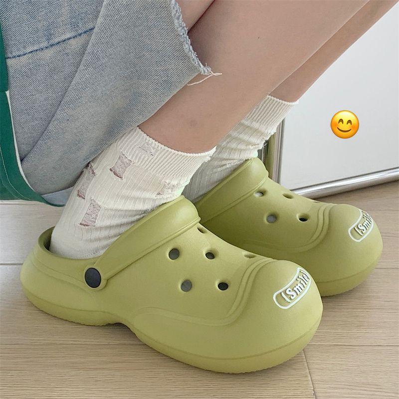 

Creative Cute Fun Puppy Dog Accessories DIY Closed Toe Hole Shoes Baby Boy and Girl Summer Non Slip Outdoor Couple Sandals No flower deduction Green 40-41