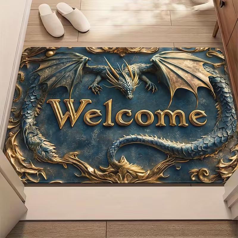 

Vintage Western Dragon Welcome Door Mat Carpet Bathroom Bedroom Living Room Washable Bedroom Carpet Decorative Carpet Carpet 40cm x 60cm