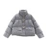 New college style women's short down jacket fashion stand-up collar square wooden buckle bread jacket