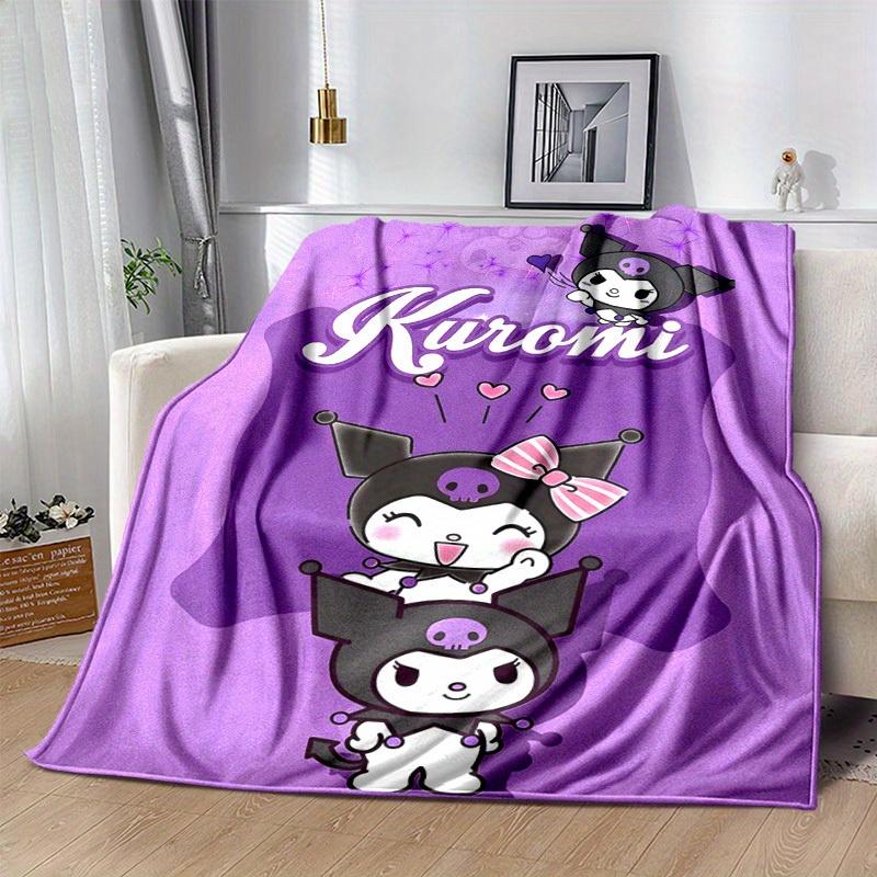 1pc, Sanrio Kuromi Home Decor: Cozy Flannel Blanket for Bedroom, Living Room & Travel, Perfect Gift! Ideal Sofa Throw, Outdoor Blanket, Car Cover, Bea