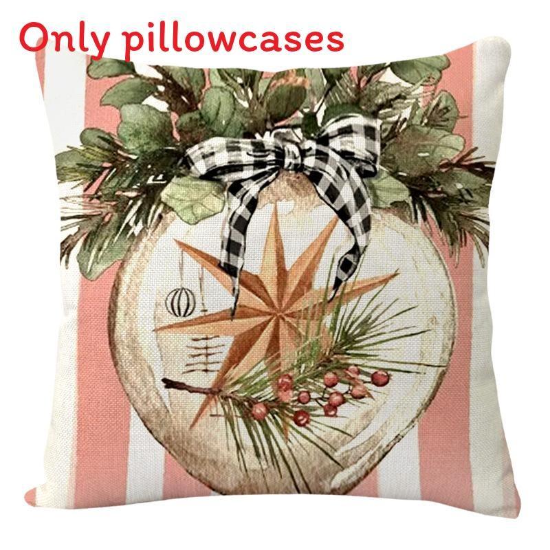 Conjunto de Quatro Capas de Almofada de Linho com Tema Natalino Moderno Minimalista para Decoração de Casa