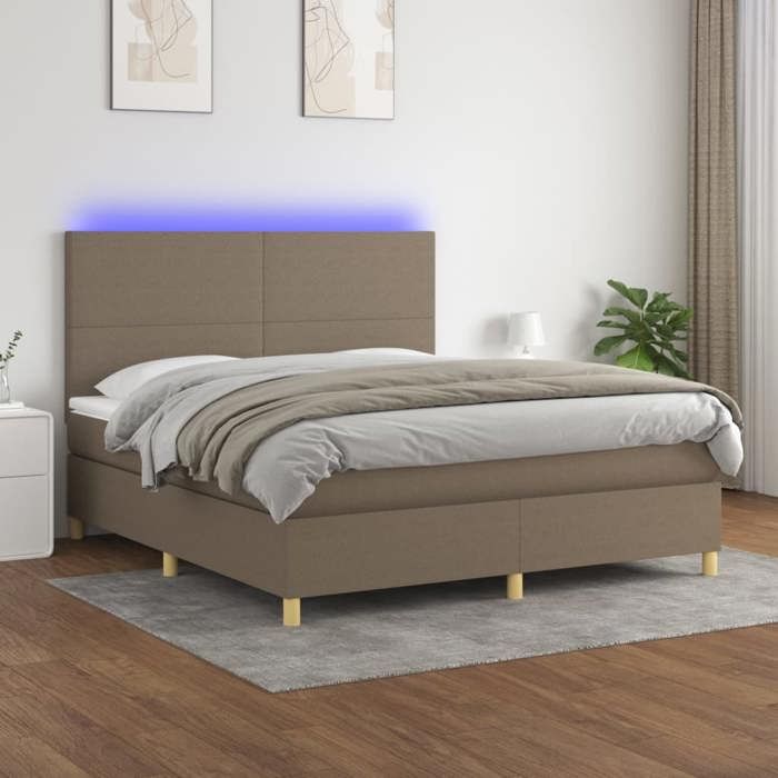 VidaXL Sommier à Lattes de Lit avec Matelas et LED, Lit Rembourré, Lit Double, Lit Adulte de Chambre à Coucher Intérieur, 3135297