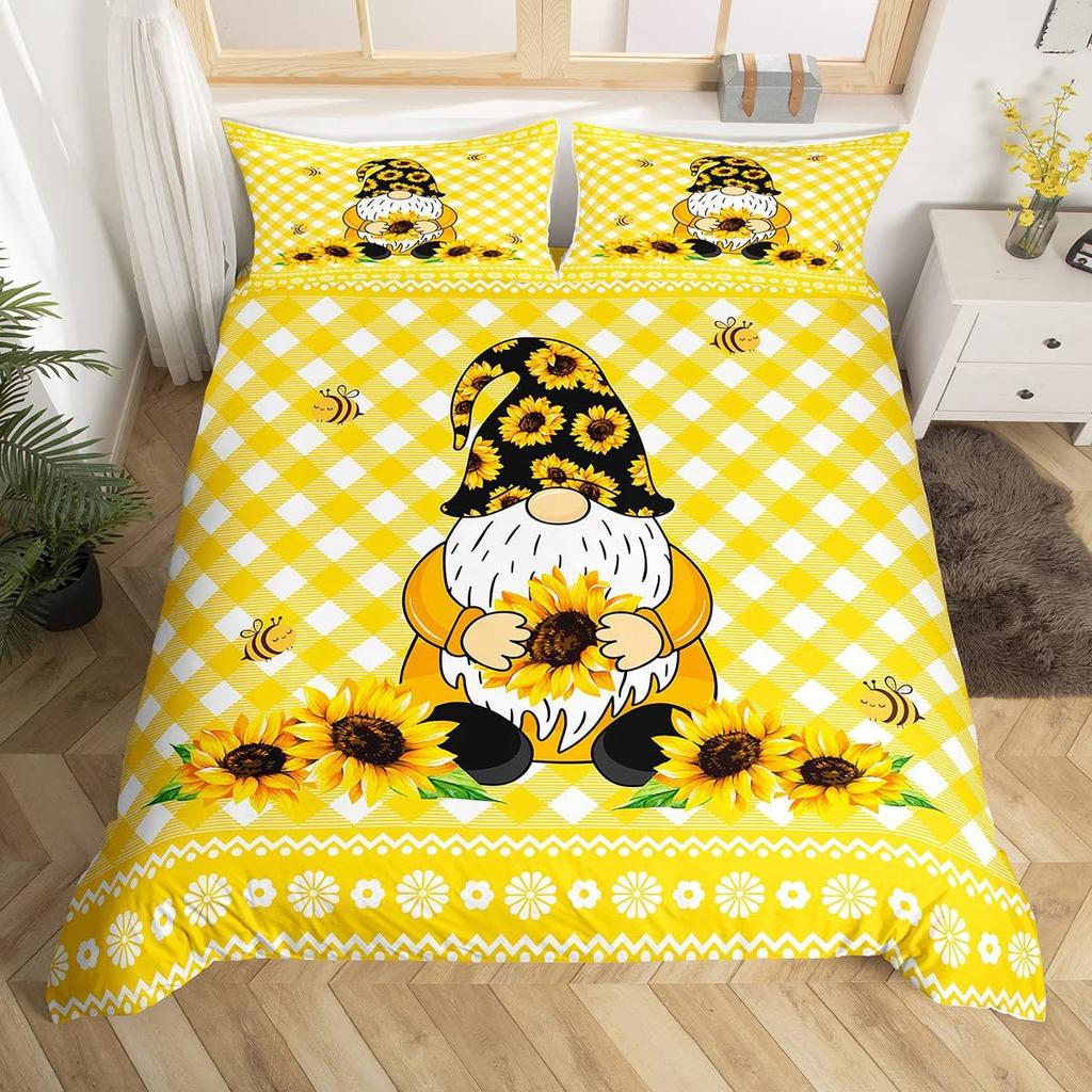 Bee Pattern Quilt Cover Three-Piece Bedding Set Bedroom Dormitory Bedding Decoration