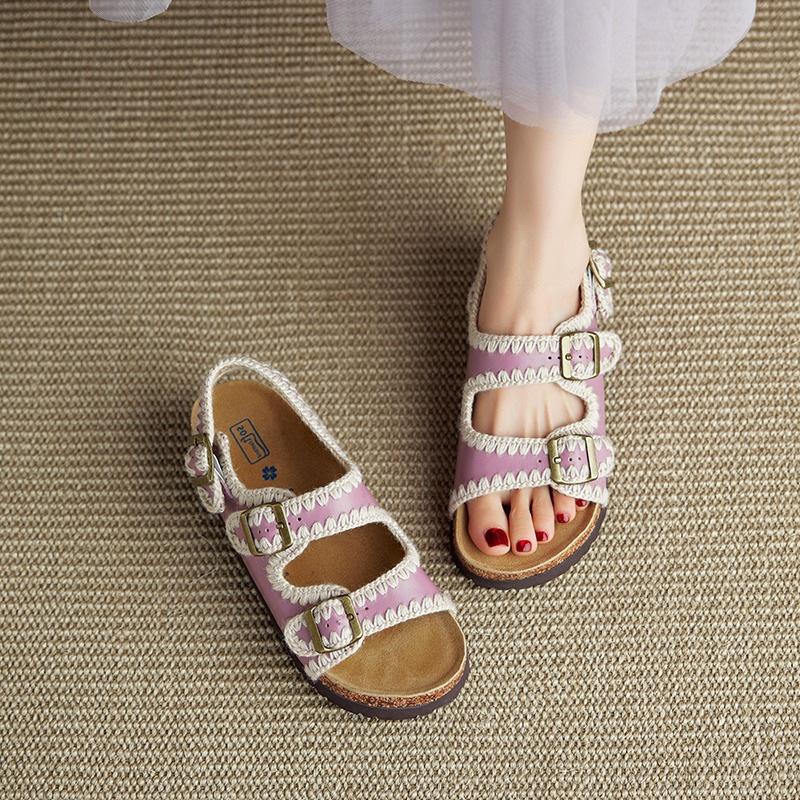 4.5Cm~ New soft leather sandals women's summer wear is not tired of feet with skirts, beautiful small thick-soled Birkenstocks