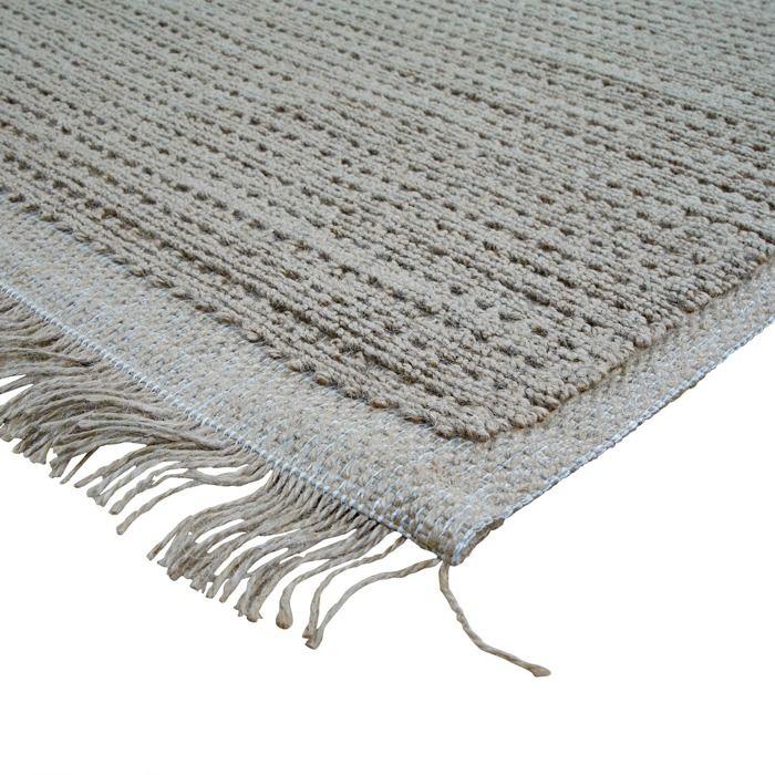 Tapis en jute artisanal à franges beige naturel 160x230