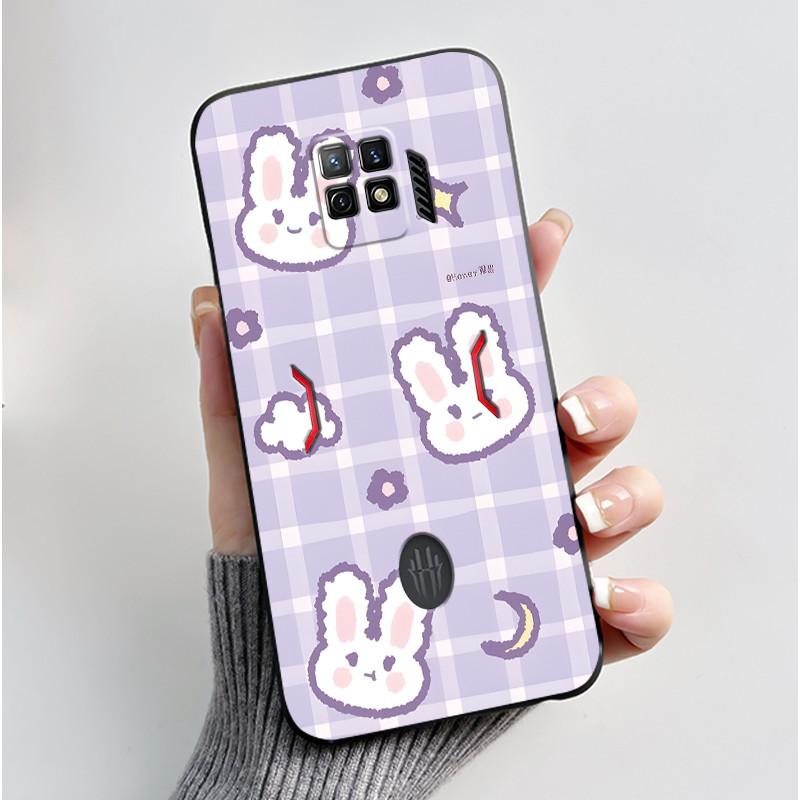 For Nubia Red Magic 7 Pro Case NX709J Back Cover Cute Heart Rabbit Black Soft TPU Phone Case For Red Magic 7S Pro NX709S Shell