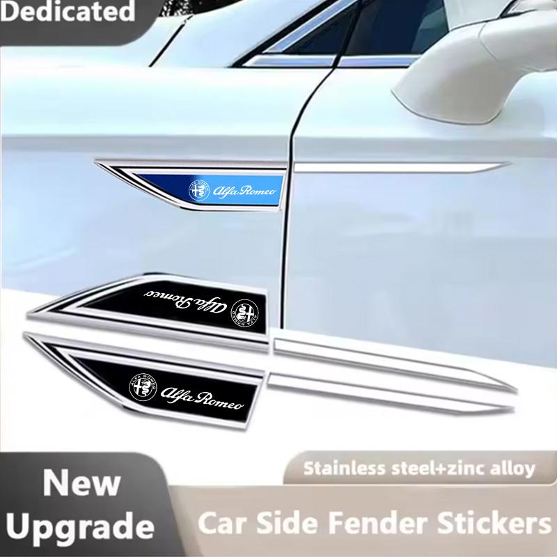 BEZO1 Car Side Fender Knife Stickers Emblem Badge Decals For Alfa Romeo STELVIO Giulia 159 Giulietta 147 Mito 156 MTO Car Accessories