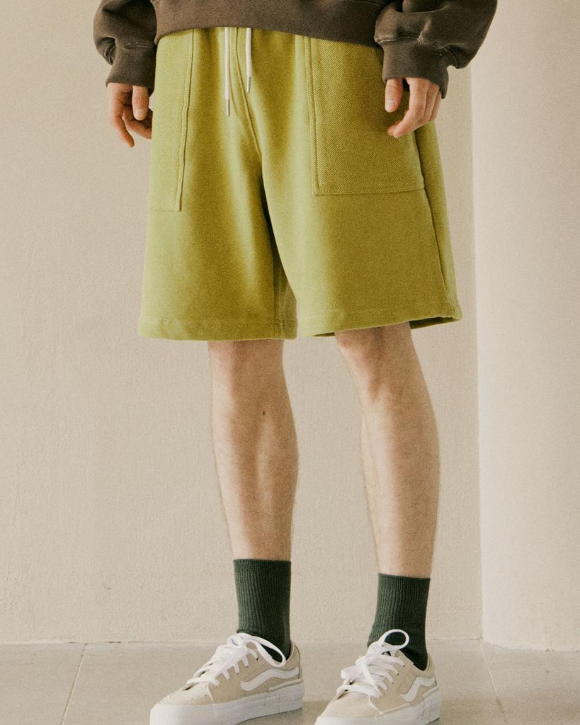Onhanseu Moleskine Touch Cotton Sweat Shorts_Olive