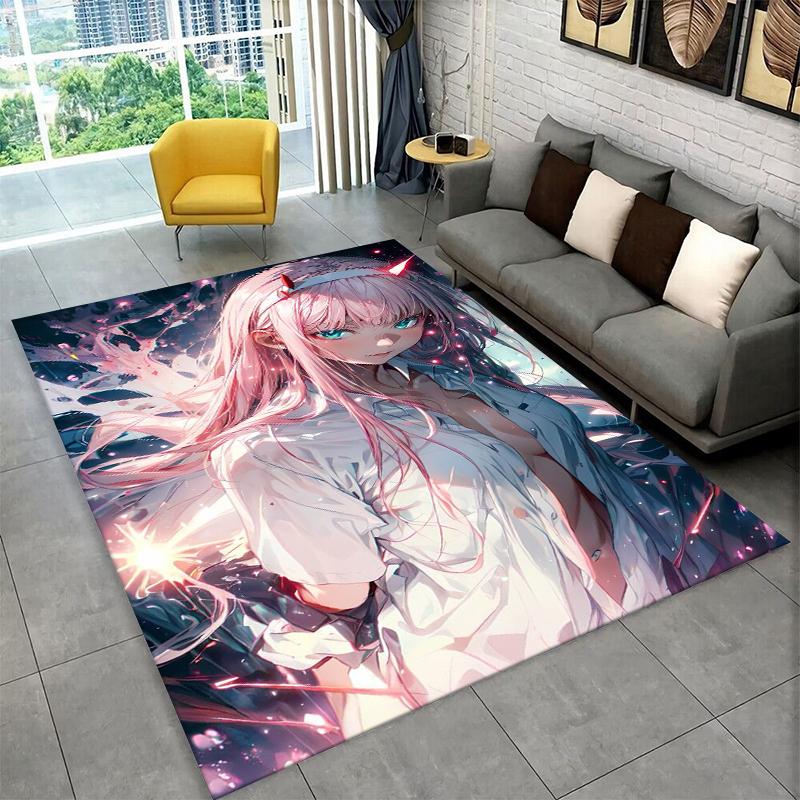Cartoon Zero Two Sexy Girl DARLING In FRANXX Carpet Rug for Bedroom Living Room Sofa Doormat Home Decor,Kid Area Rug Non-slip