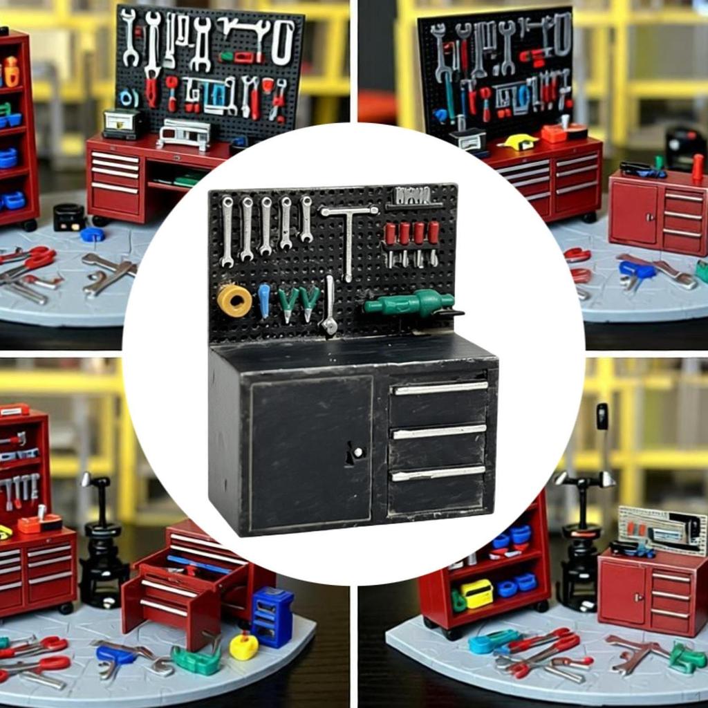 1/64 Scale Garage Tool Rack Simulation Cabinet Repair Tools for Workshop Shop