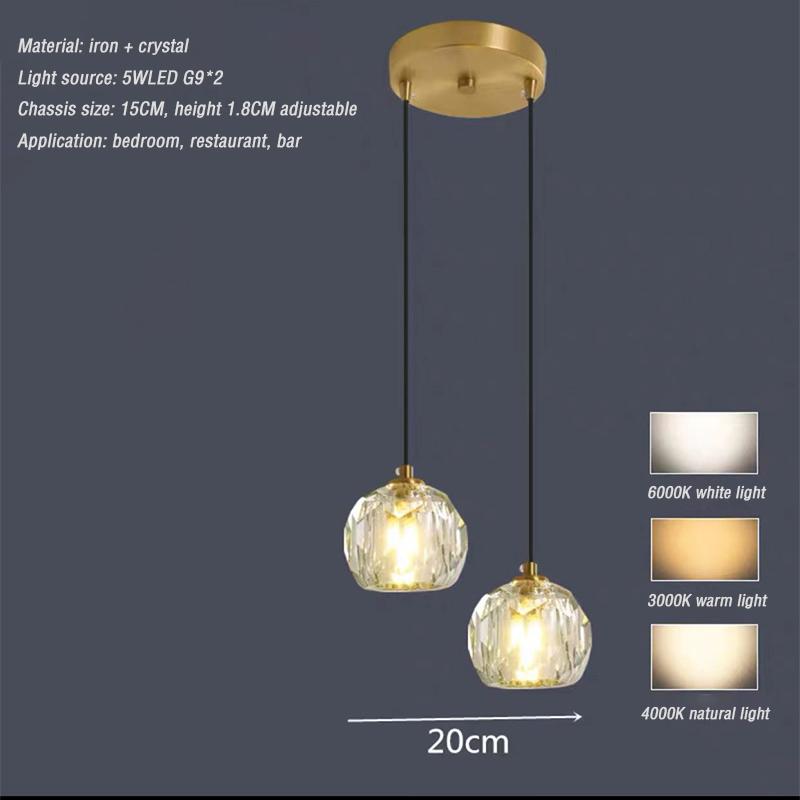 Modern Ceiling Chandelier Crystal Lights Bedroom Bedside Minimalist LED Lights Single Double Head Gold Lamps Dinning Bar Fixture