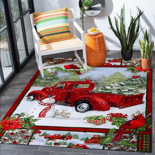 1pc Christmas Tree Area Rug with Christmas Tree Patterned Christmas Floor Mats Large Size Mats for Terrace Home Decoration Rugs