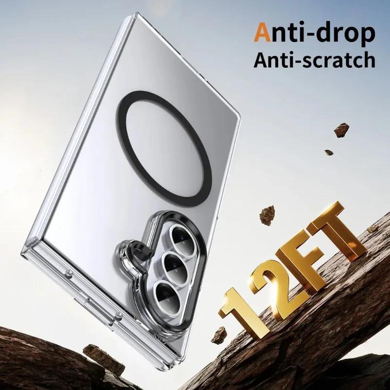 Ultra Transparent Magsafe Wireless Charge Phone Case For Samsung Galaxy Z Fold 7 6 5 4 3 5G Screen Protect Hard Shockproof Cover