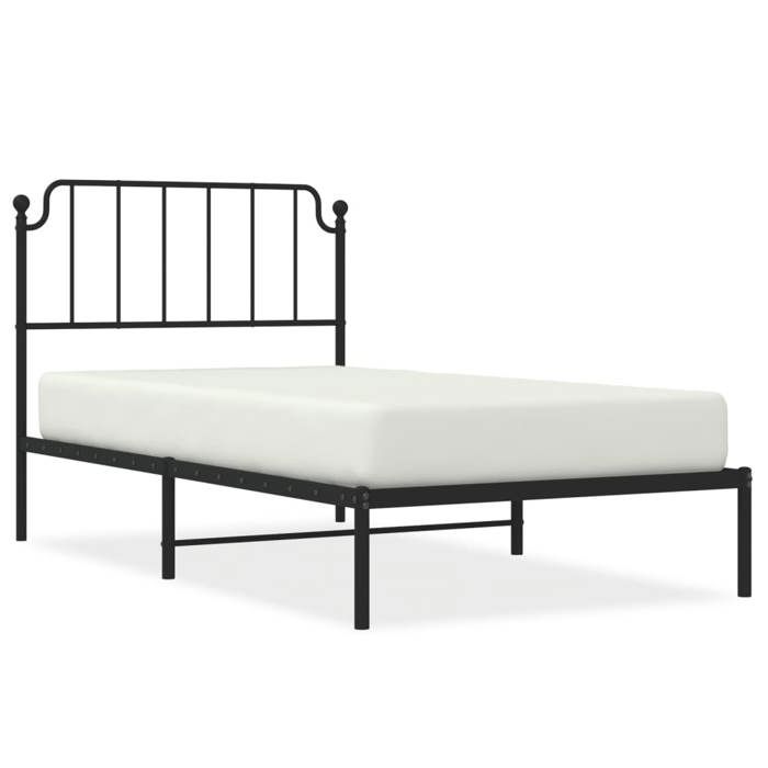 VidaXL Cadre de lit métal avec tête de lit noir 100x200 cm 373882