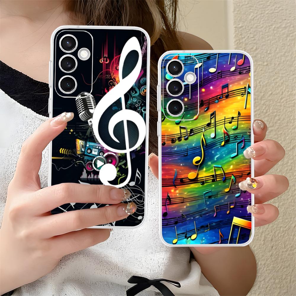Musical Note Staff Mobile Phone Case for Samsung Galaxy S25 S24 S23 S22 S21Plus FE Ultra Clear Colorful Cover Smartphone Cover