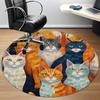 1PC Cat Family Office Round Area Rug, Indoor Mat Suitable ForOffice, Under Office Chairs Bedroom Living Room Home Decor, Room Deco f003