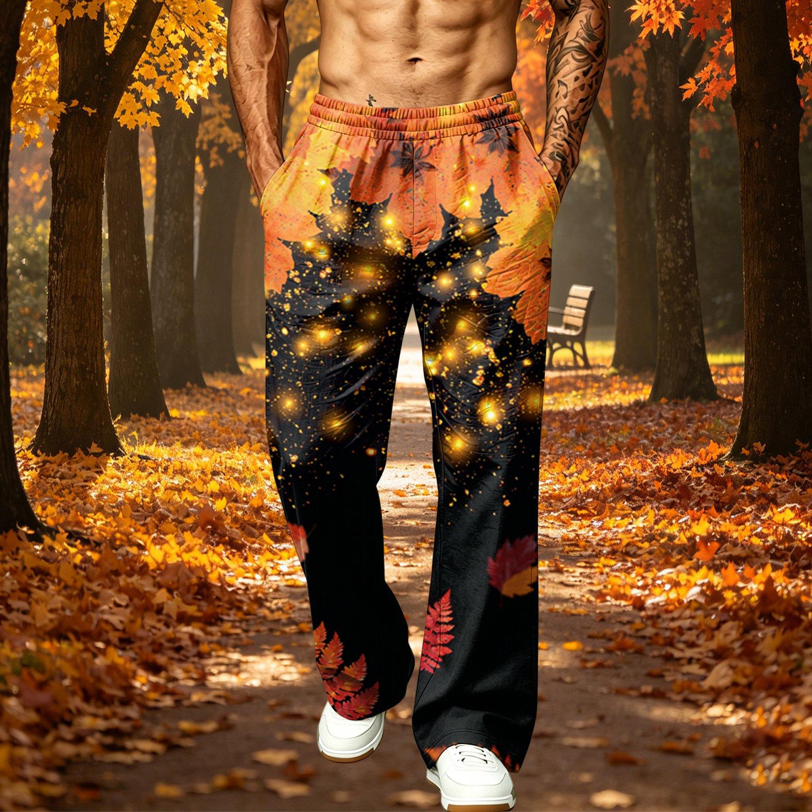 Men s Loose Fit Wide Leg Pants with Pockets for Casual Athletic Wear M