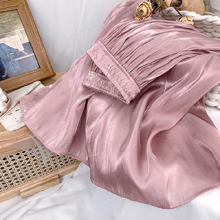 

Переливающаяся плиссированная миди-юбка из шифона с завышенной талией большого размера для женщин Medium