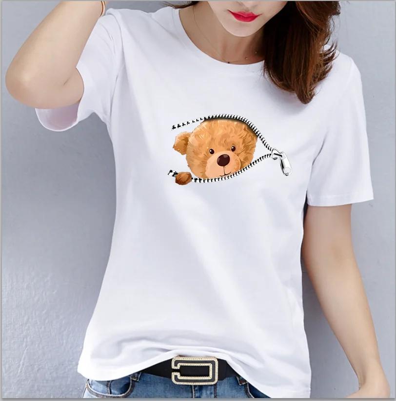 Bear Graphic Print Tshirt Teddy Bear Short Sleeve Crew Neck Casual Top  Womens Clothing Oversized  T Shirt Tops  Harajuku