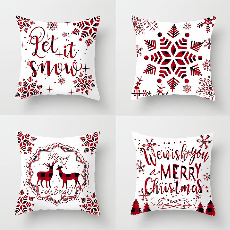 4pcs Christmas Cushion Cover Red Green Grey Snowflake Dwarf Durable Cover 2025 New for Home Ornament Xmas New Year Decoration
