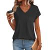 Women's Fashion Casual Slim Fit Waist Cap Sleeve V Neck T-Shirt Top