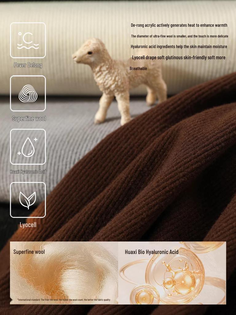 Women's Black Fleece-Lined Half-High Neck Base Layer Knit Top - Thickened Long Sleeve for Autumn/Winter 2026