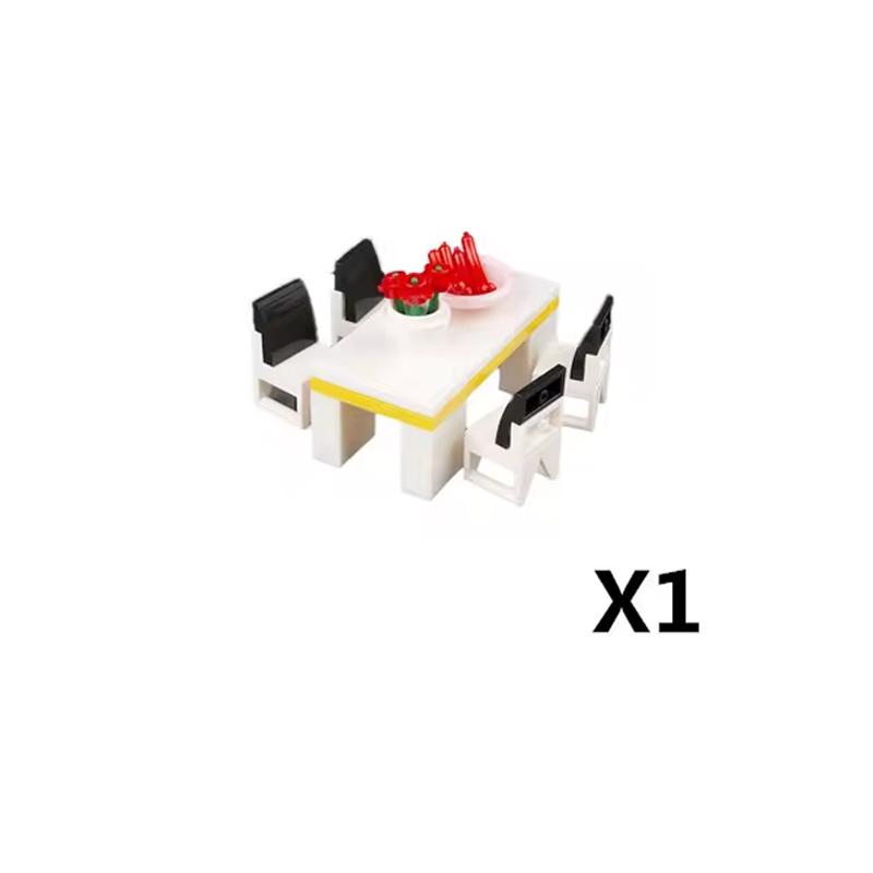 MOC City Stavebnice Scéna Doplňky Nábytek Postel Toaleta Vana Piano TV Pohovka Odpadkový koš Kuchyňské spotřebiče Cihlová hračka S14