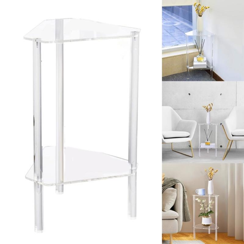 Acrylic Coffee Table Clear Multipurpose Furniture Sturdy Side Table Transparent Desk Polygonal Shape Bedroom Nightstand
