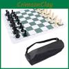 Elegant Chess Set With Faux Leather Carrying Pillow Bag 65mm King Height And 34cm Chessboard For On-the-go Play