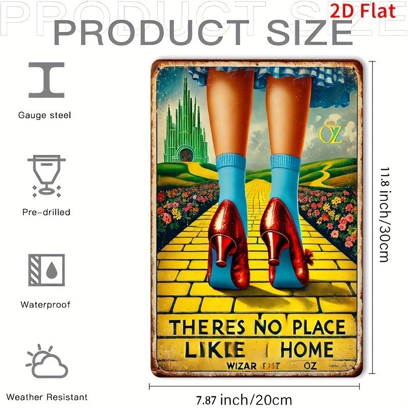 1pc Wizard of Oz Metal Wall Sign - Dorothy s Slippers & Yellow Brick Road Iconic Movie Art, City Backdrop with Iconic Characters 20x30cm（7.8x11.8inch）