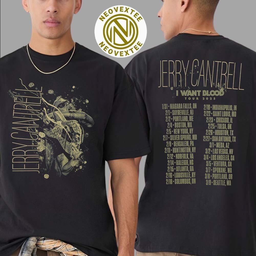 Jerry Cantrell I Want Blood Tour 2025 Merch String Bend Photo Tour T-Shirt Unisex T-Shirt M