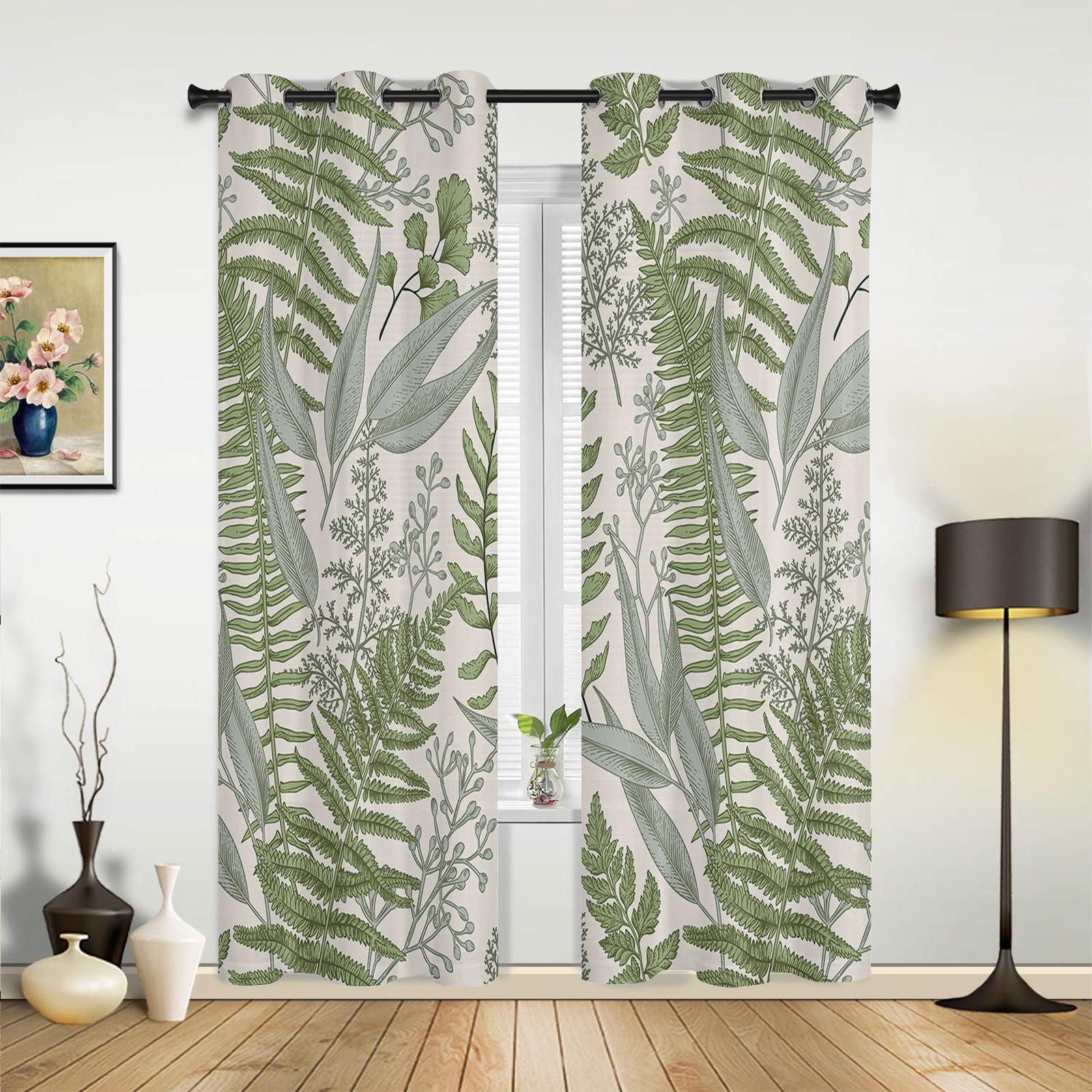 Винтажные оконные шторы с травами для гостиной — фото 3