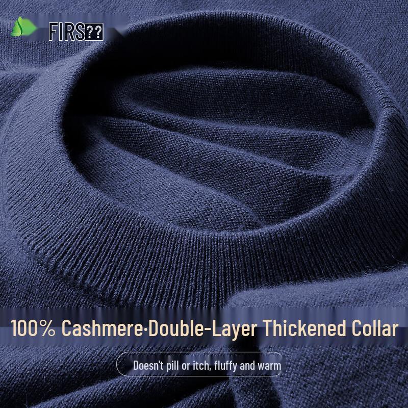 Shanshan Men's Pure Cashmere Round Neck Pullover Sweater