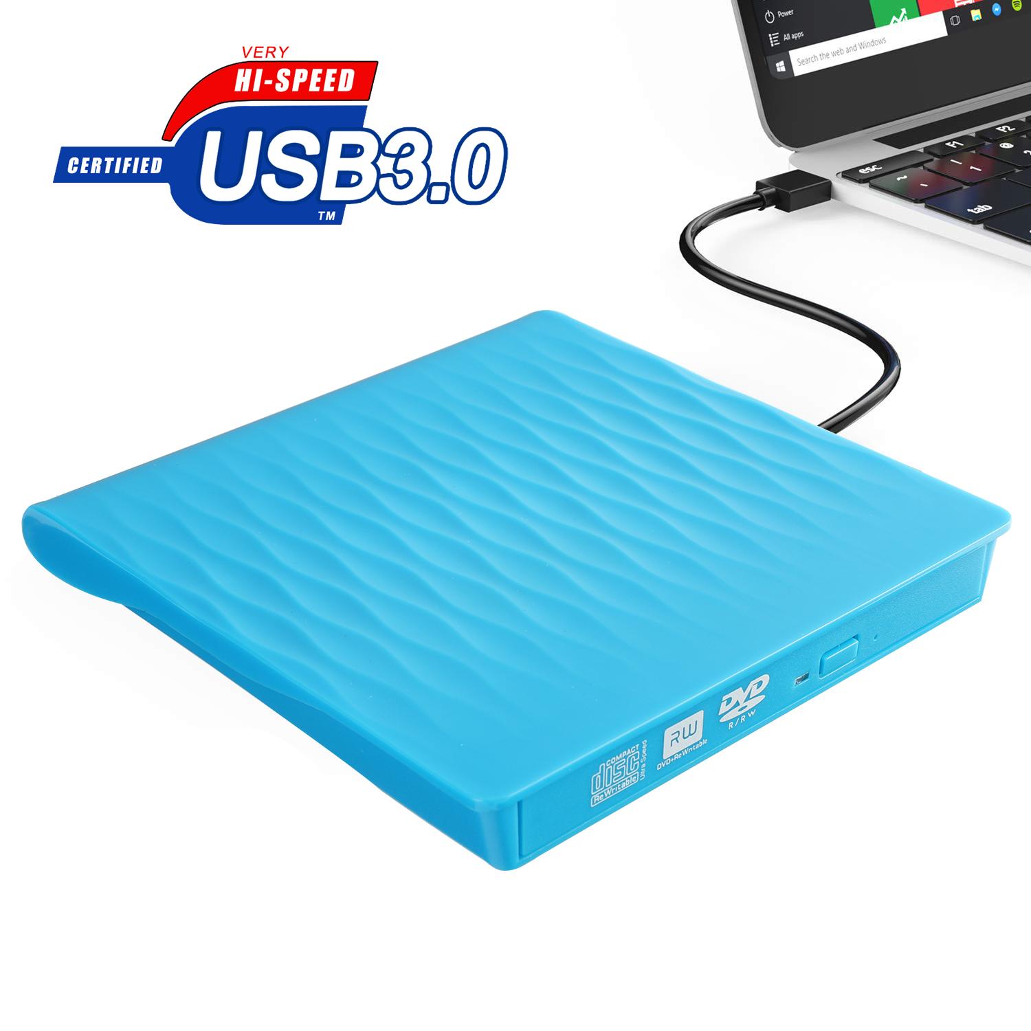 

Внешний привод CD-DVD, тонкий внешний USB 3.0, записывающее устройство записи компакт-дисков и DVD-дисков, высокоскоростная передача данных, USB-оптические приводы, плеер для MacOS Windows USB3.0 синий