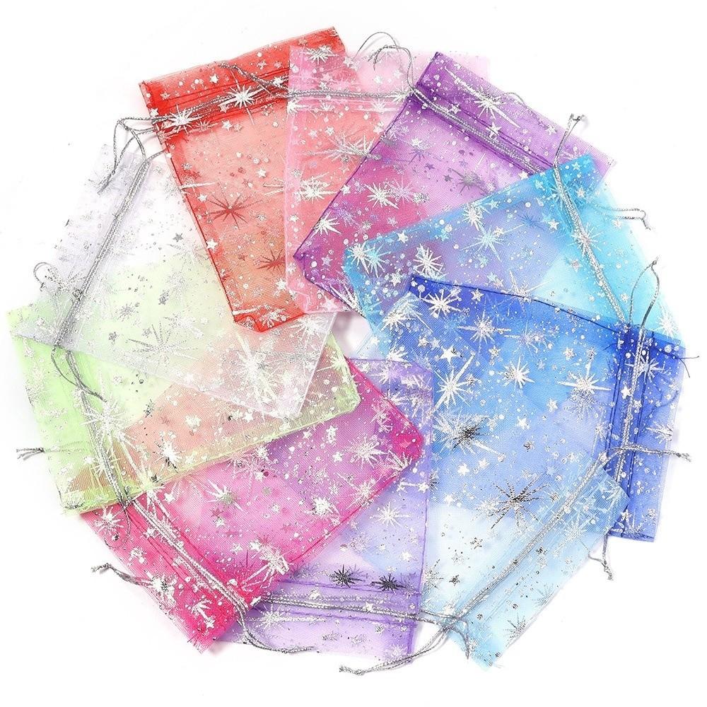 

10Pcs Organza Drawstring Gifts Bag Transparent 9x12cm Storage Pouches Colorful Drawstring Pouches 5x5x5cm