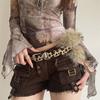 PU Leather Leather Fur Belt Faux Fur Y2K Waistband Vintage Plush Belt  Dress Decoration