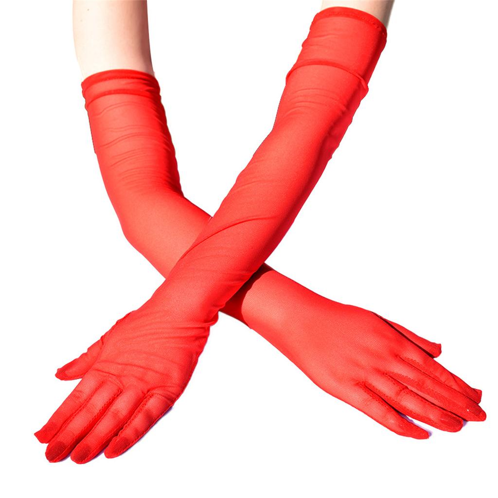 55cm thin and long elastic mesh gloves Women's sun protection fashion dress with sexy suit accessories gloves