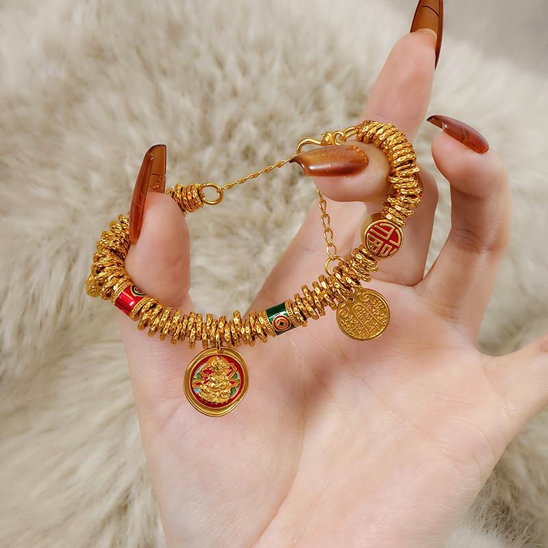 Traditional Copper Pendant Bracelet With Gold Plating For Women Gift Ethnic Style