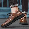 Fashion Men's Sandals Beach Loafers Fishing Camping Shoes Anti Slip Flat Bottomed Men's Leather Casual Shoes Lightweight Trendy Sandals