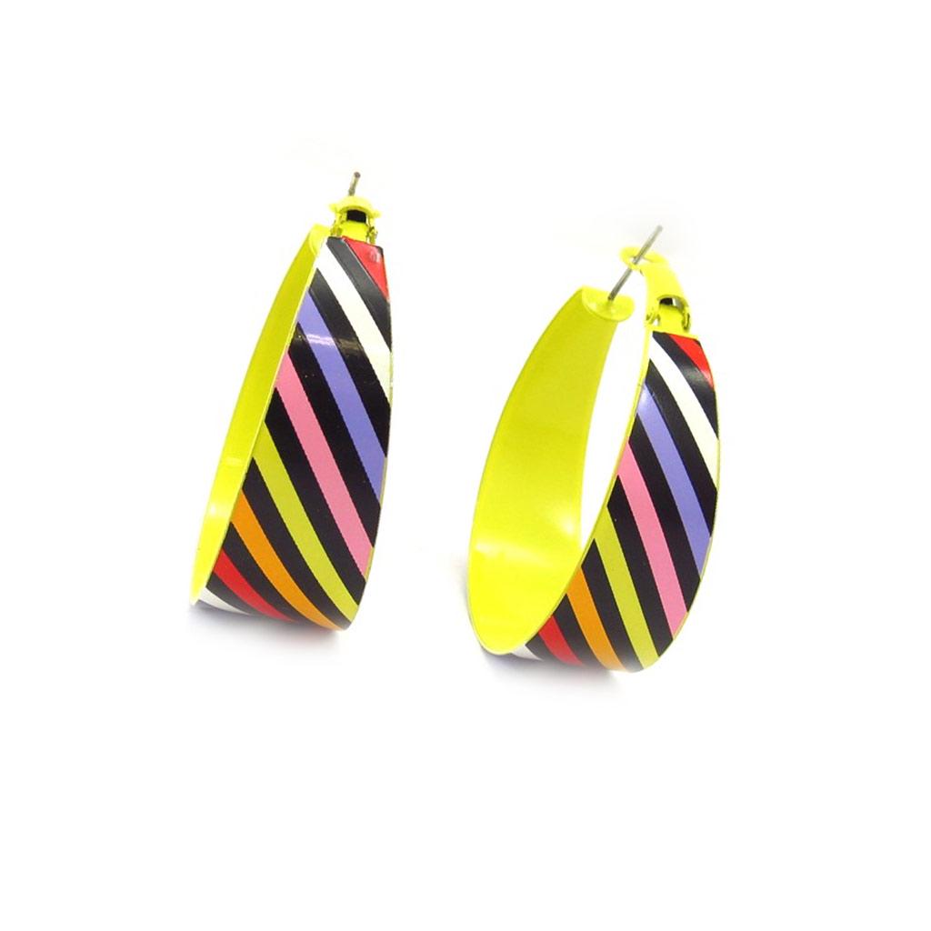 Les Trésors De Lily [K2472] - Multicolored Yellow 'Coloriage' Hoop Earrings Ø 40 Mm