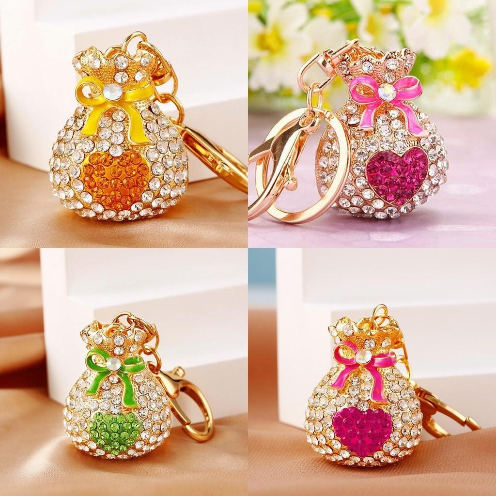 Sparkling Diamond Lucky Bag Car Keychain Wholesale Metal Keyring For Women