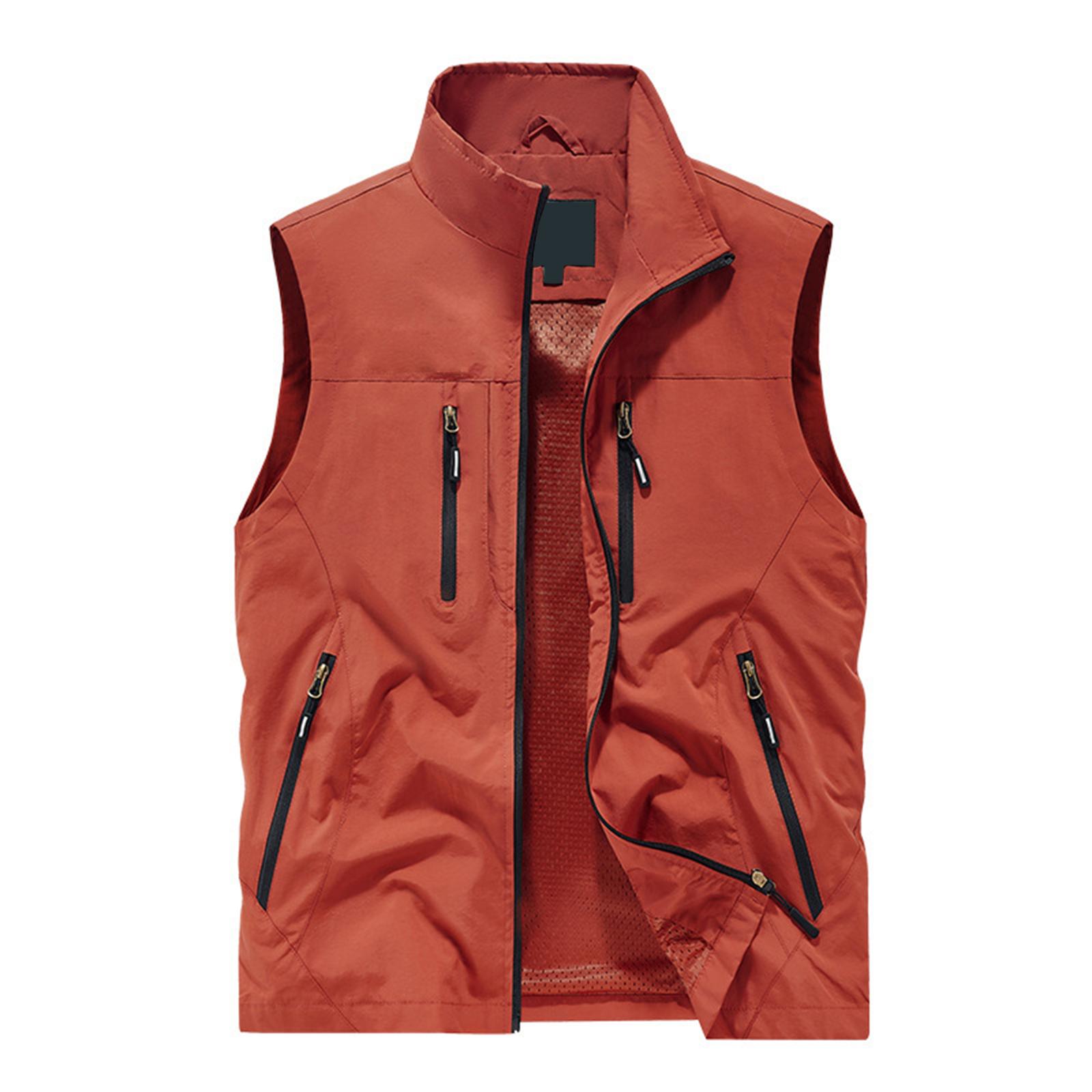 

Men s Solid Color Outdoor Multi Pocket Vest Loose Vest Workwear Casual Jacket Vest XL