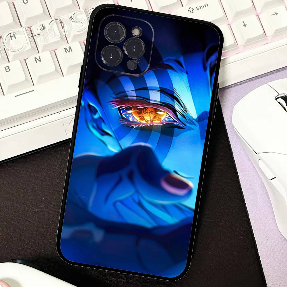 Popular Anime Akaza D-Demon S-Slayer Black Soft Phone Case For IPhone 16 15 14 13 11 12 17 Pro Max Mini Plus