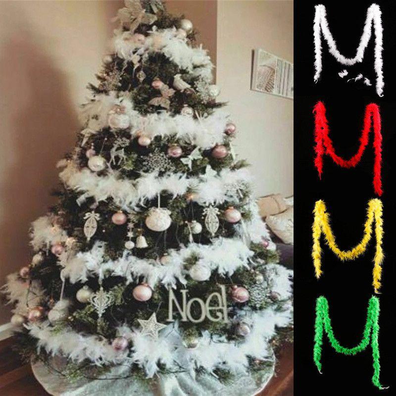 Christmas White Tree Feather Boa Strip Xmas Ribbon Party Garland Decor Diy 2m